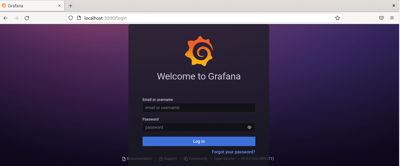 login to grafana