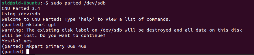 Partitioning- setting the size