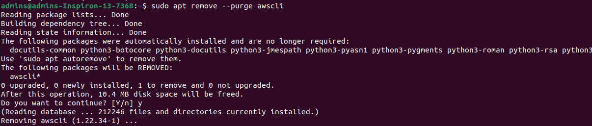 Uninstall AWS CLI