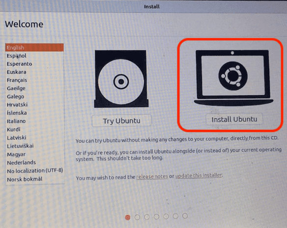 choose install ubuntu min