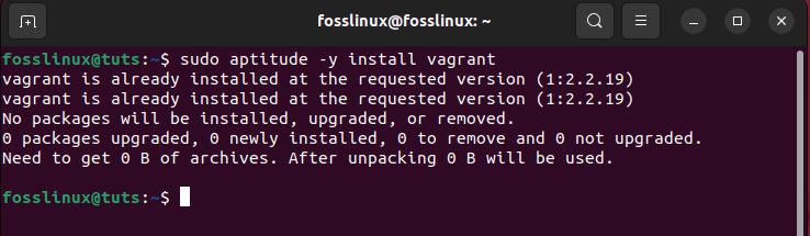 aptitude install vagrant