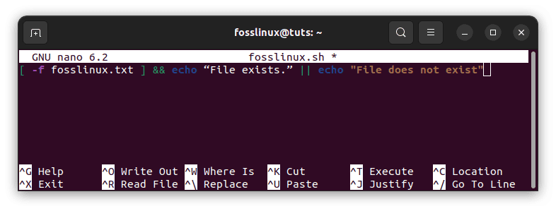 check if file exists f flag