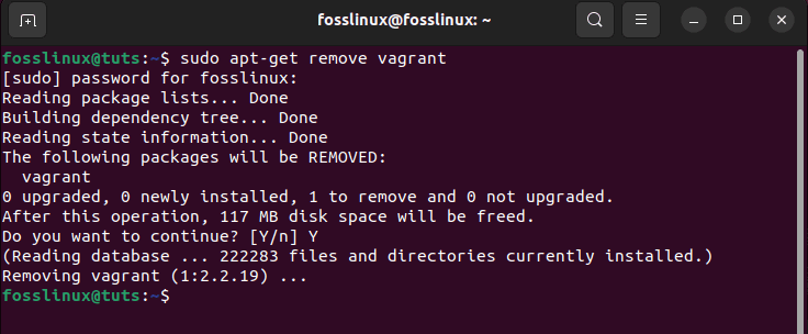 get remove vagrant