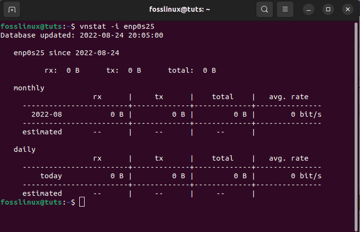 tell vnstat of the interface to monitor