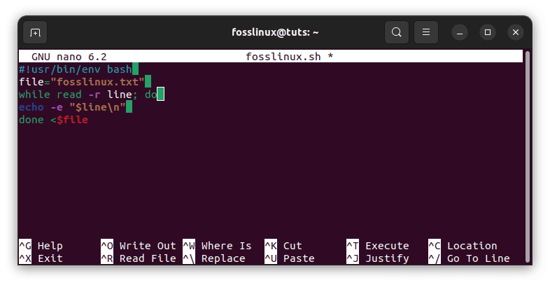 while loop to read file line by line