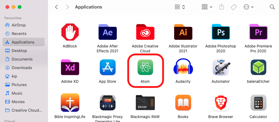 drag atom to the applications folder