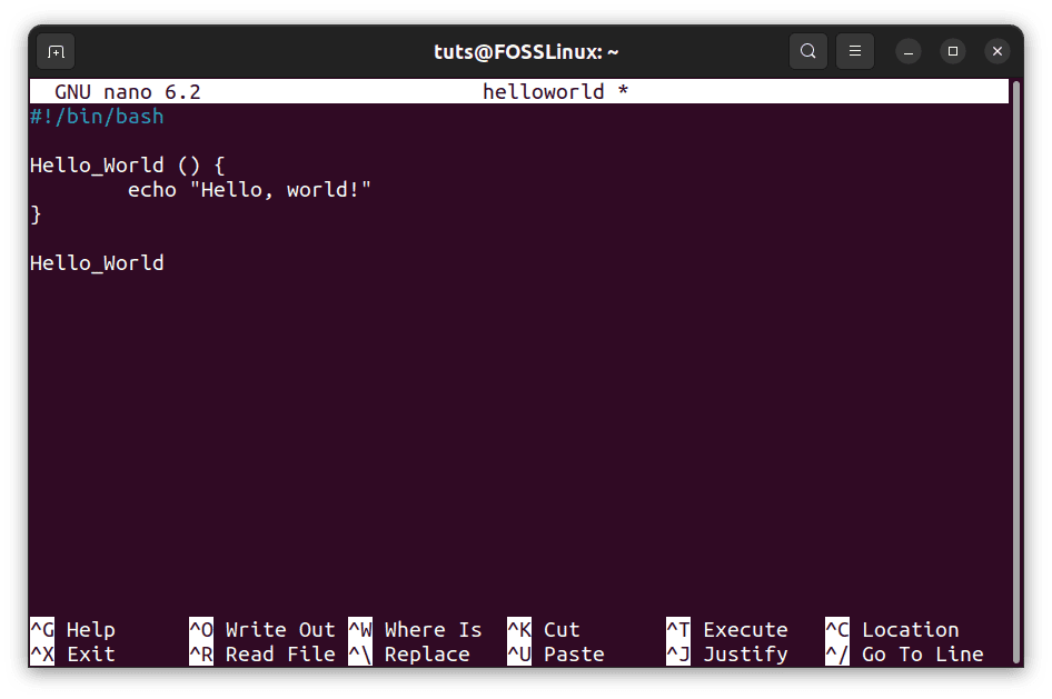 Basic function shebang format