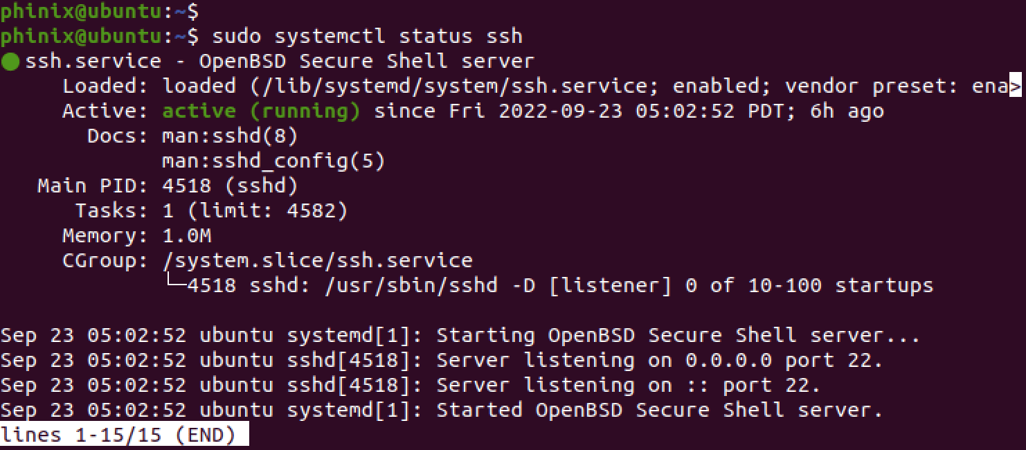 ssh status