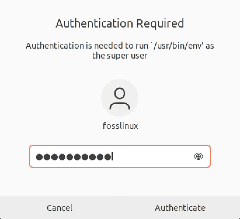 Authentication window