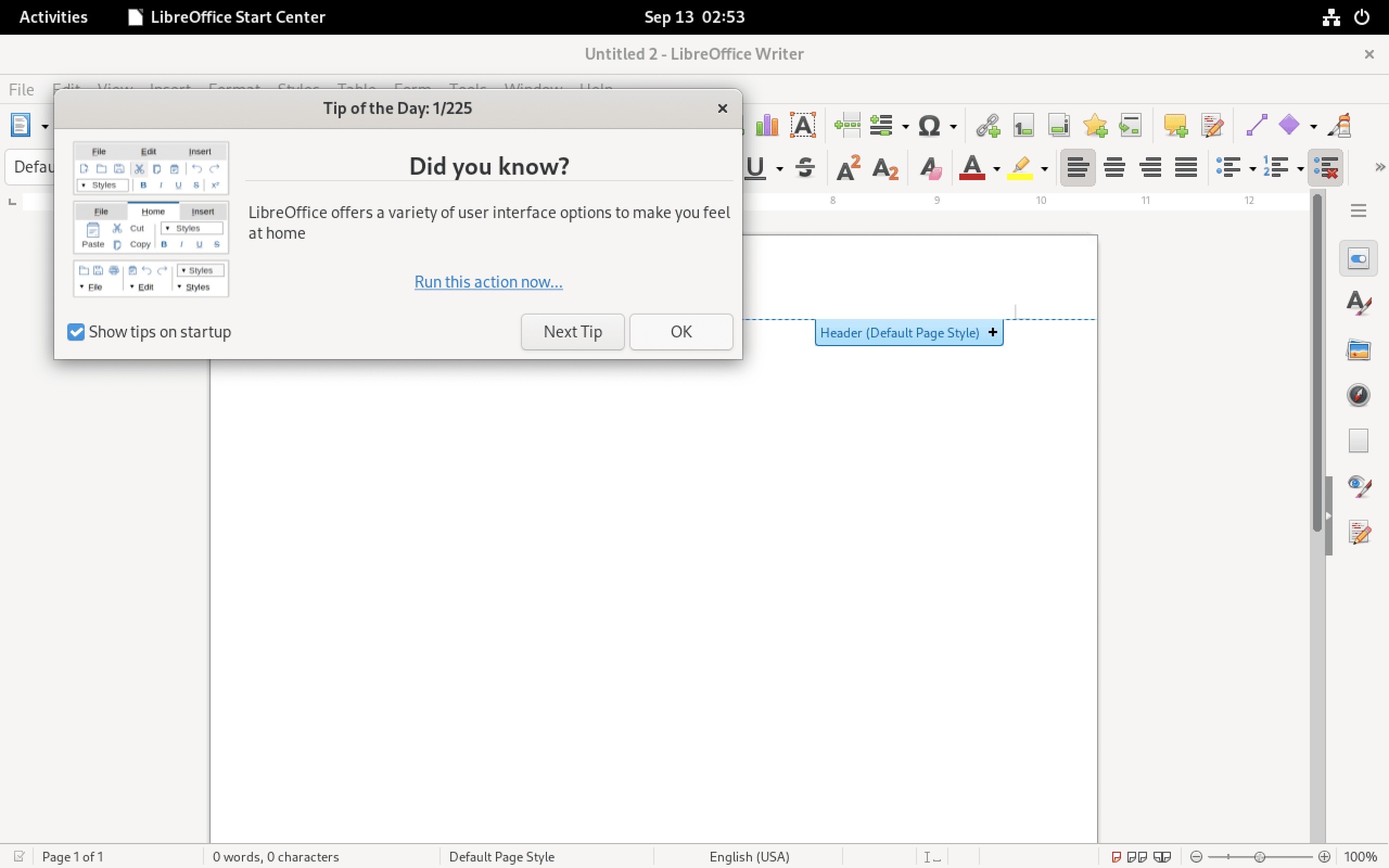 LibreOffice up and running