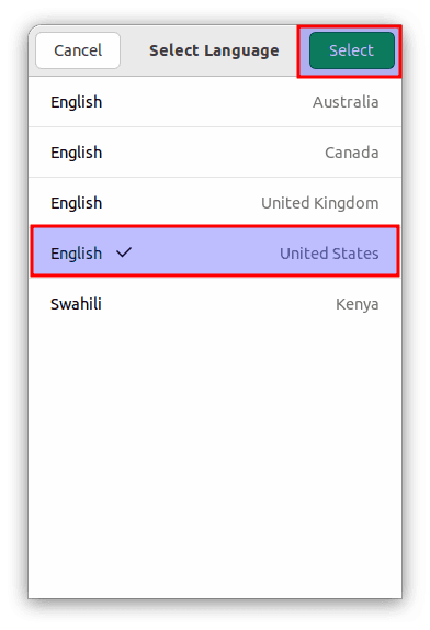 Select language