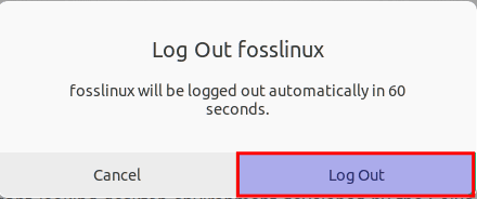 Logout confirmation window