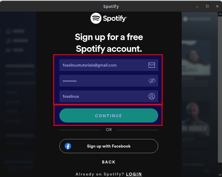 Sign up to Spotify