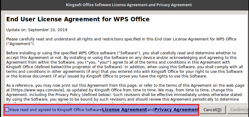 License agreement