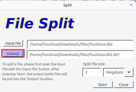 Click on output