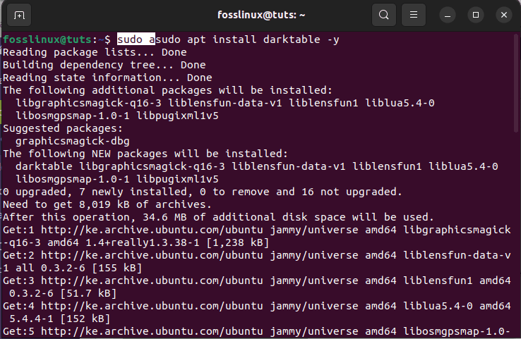 install darktable using apt