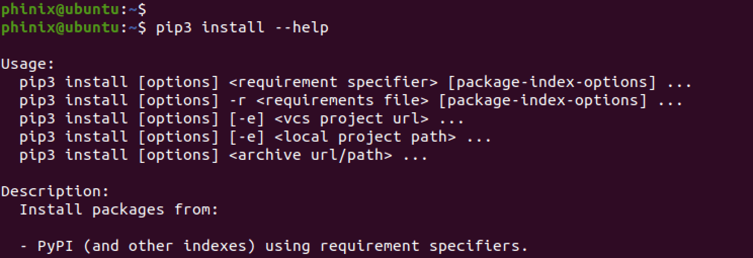 pip3 command options