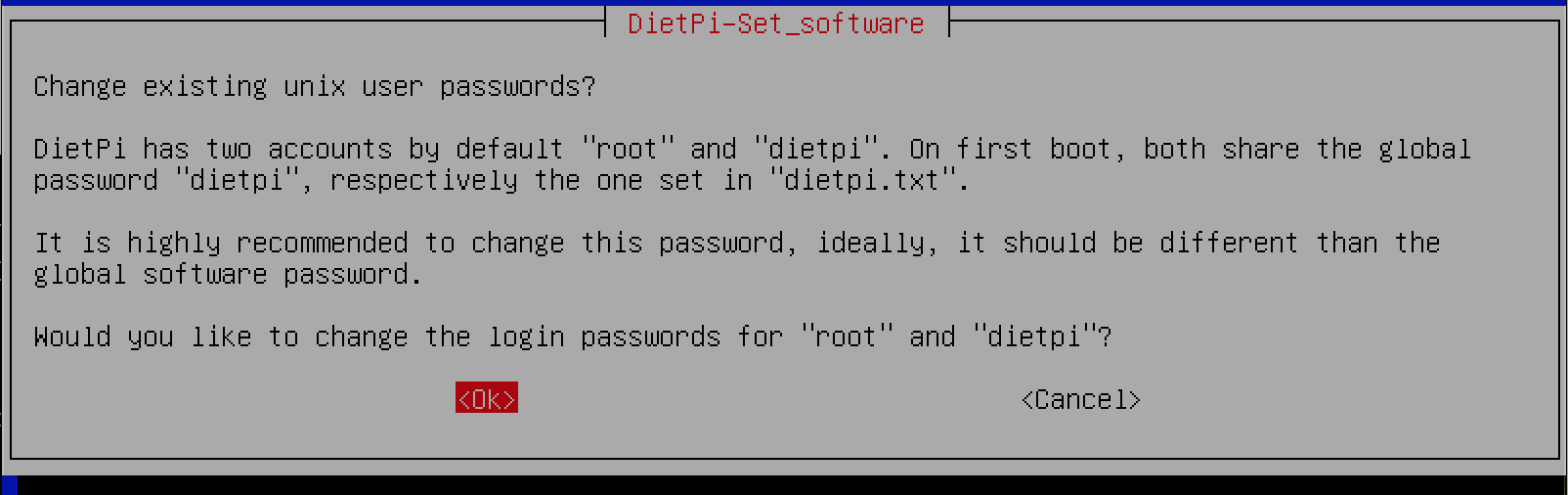 change default password