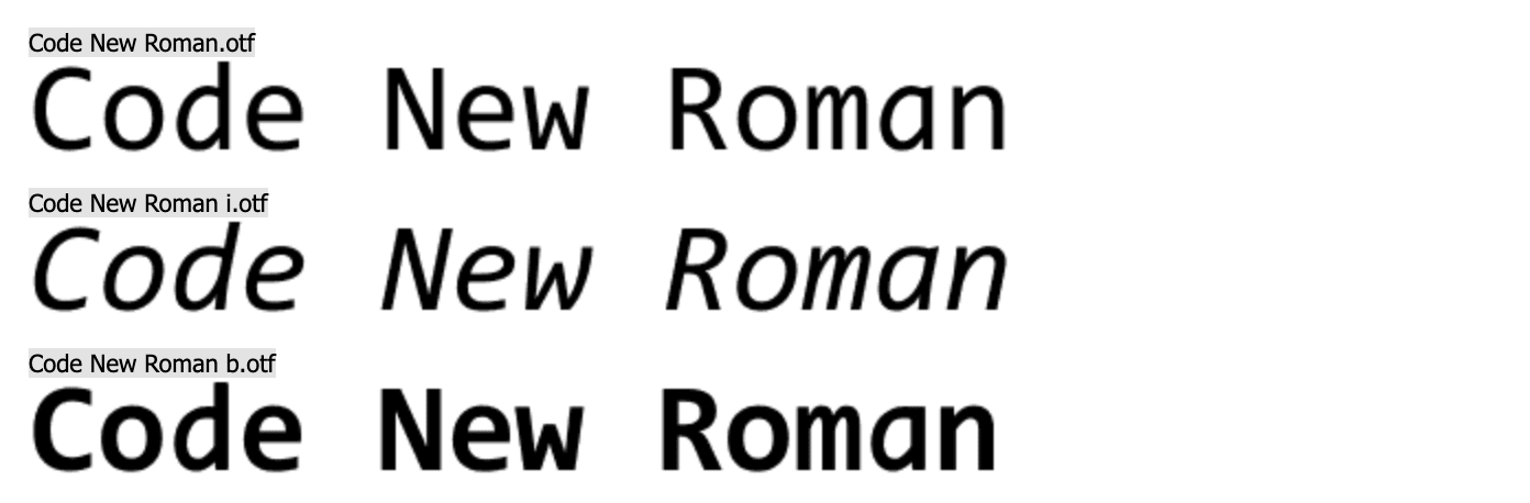 code new roman font