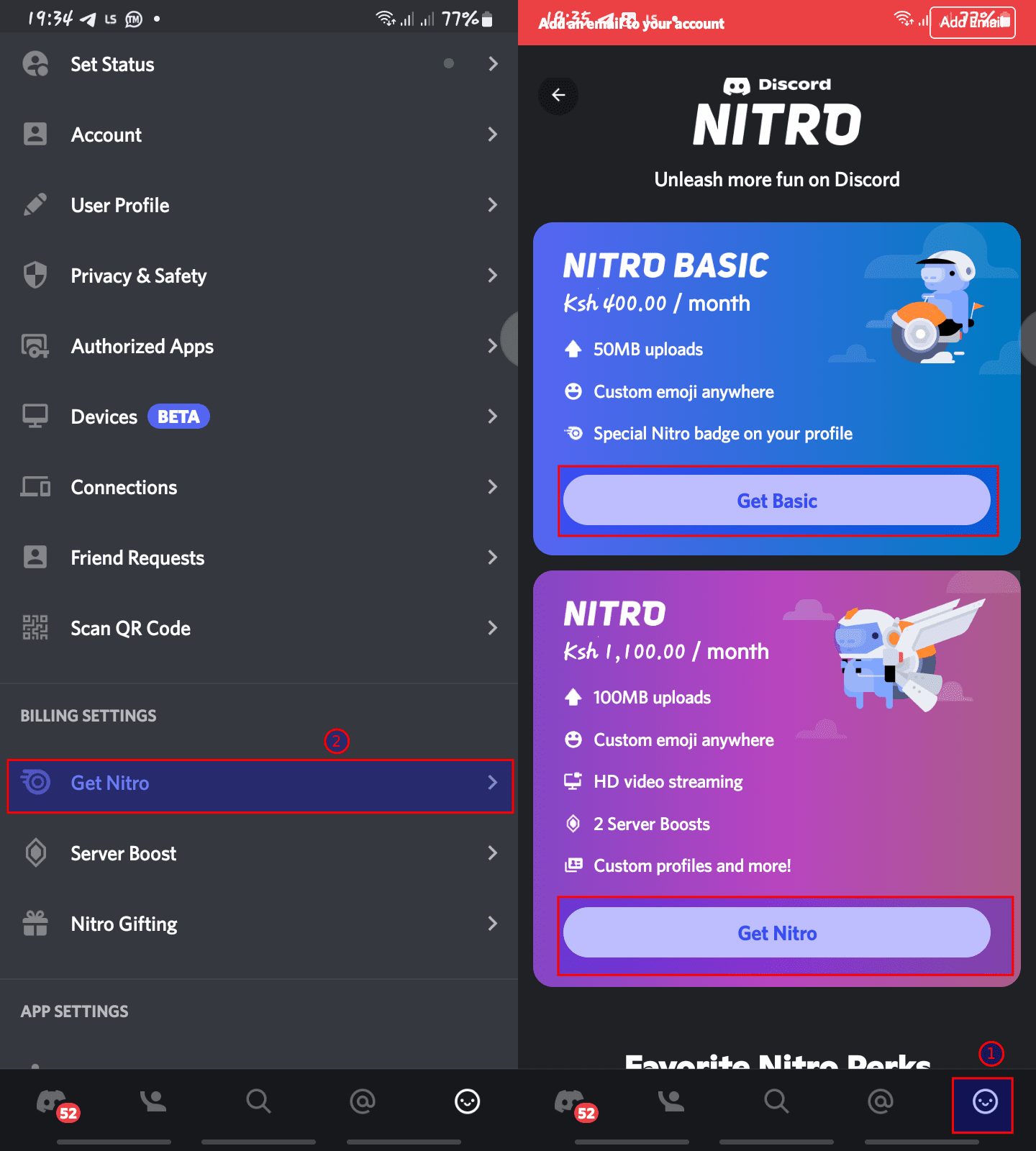 get to the nitro settings