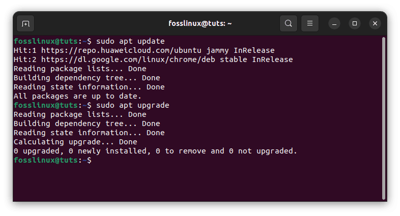 run update and upgrade commands