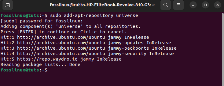add universe repository