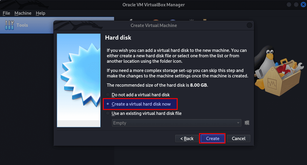 select create virtual disk now