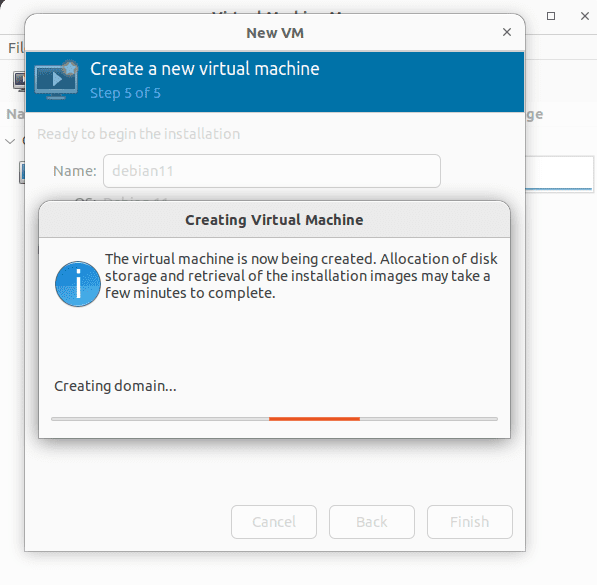 virtual machine being created