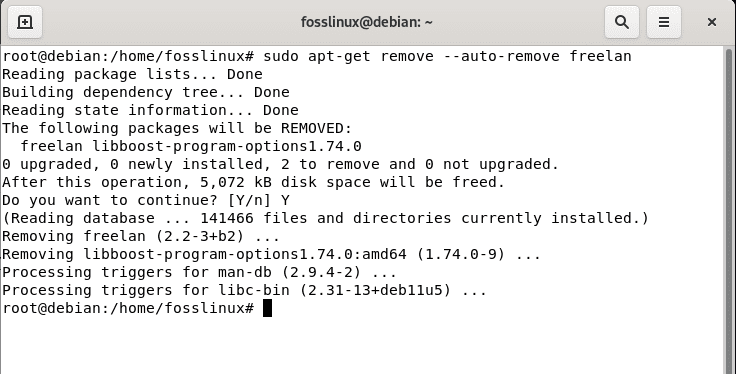 remove autoremove freelan