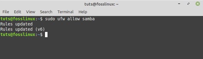 allow samba across firewall