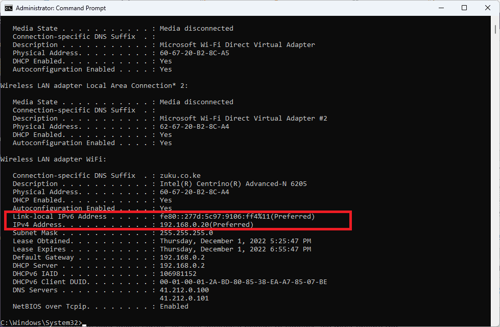 check ip address