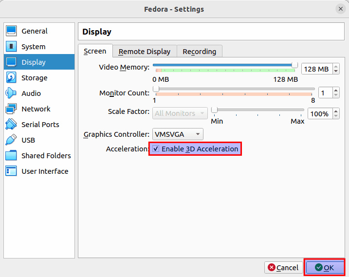 enable 3d acceleration