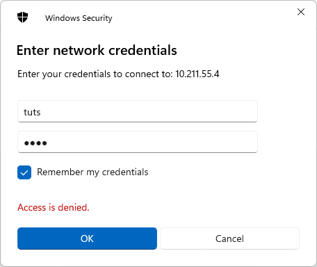 enter network credentials