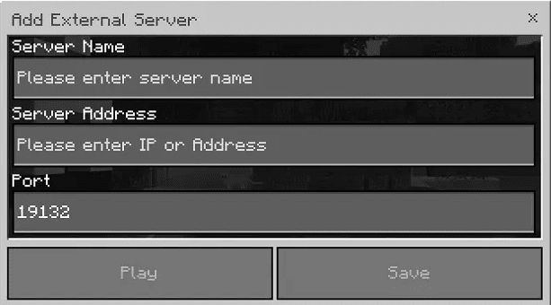 enter server details