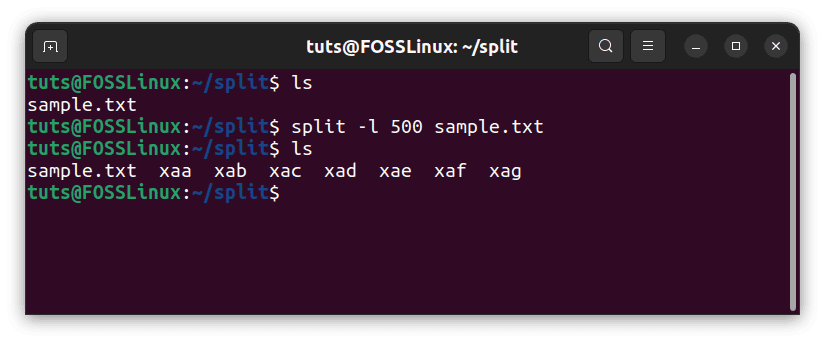 Splitting by number of lines