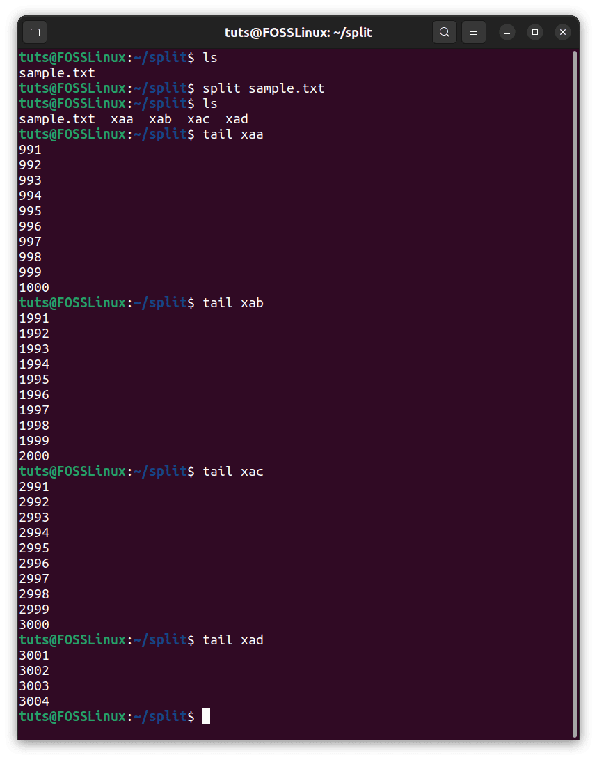 Basic usage of split