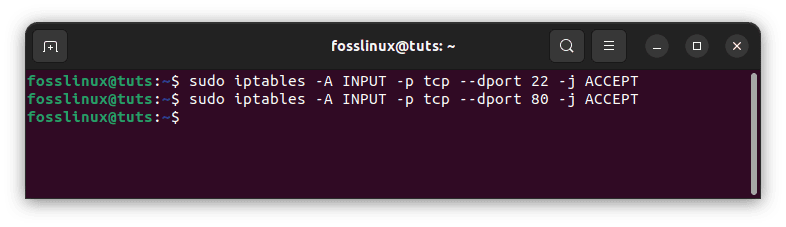 add rules to keep ports available