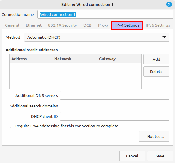 ipv4 settings