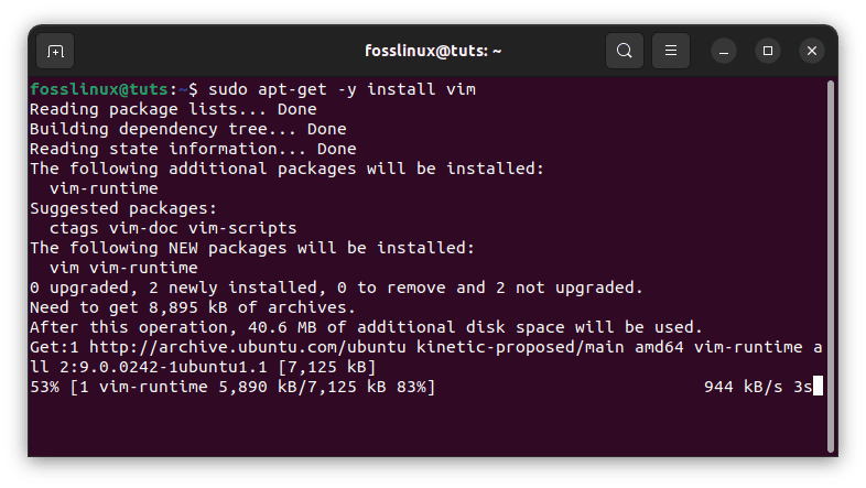 install vim via apt get