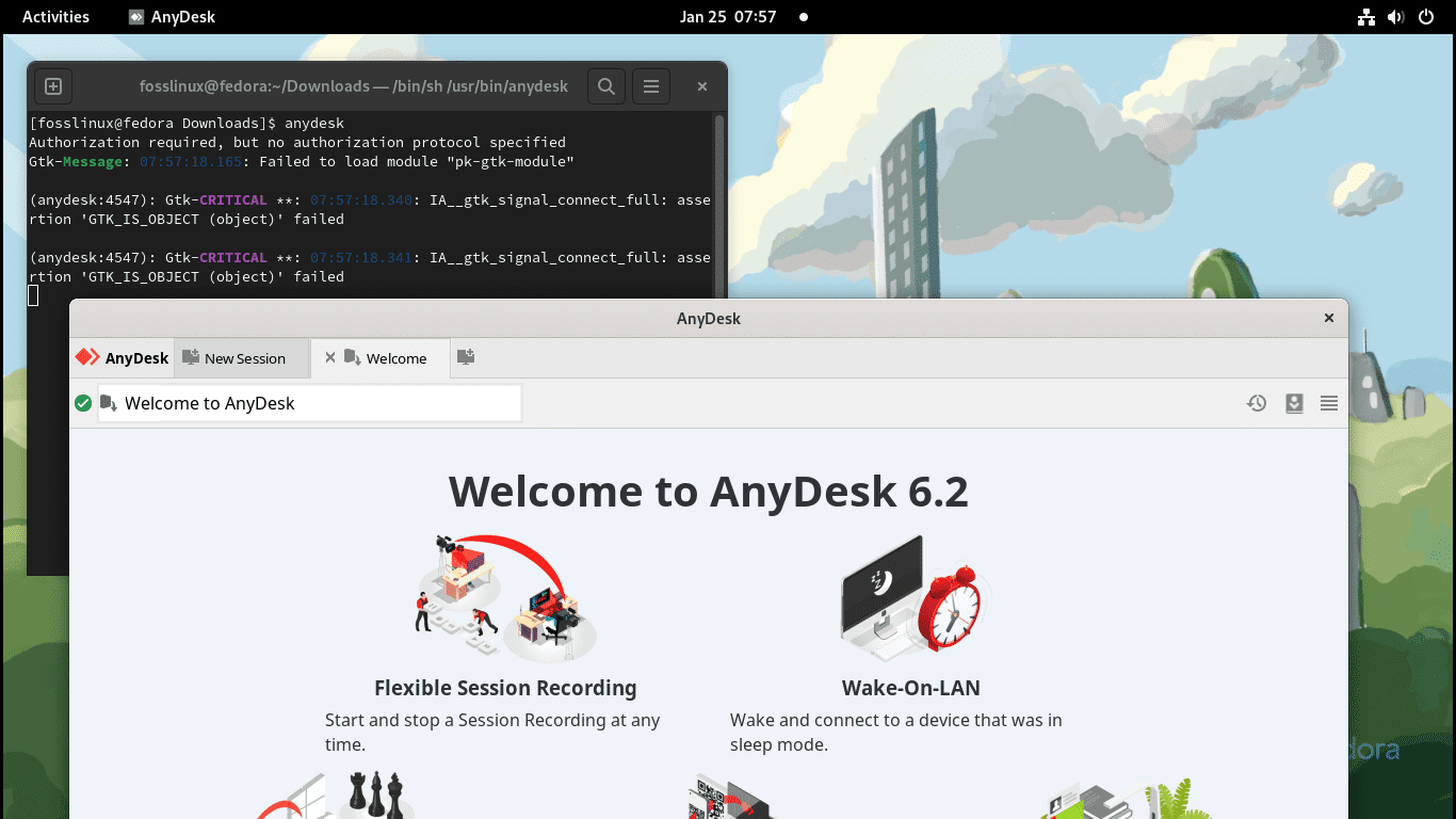 launch anydesk using terminal