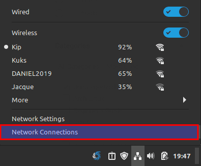 navigate to network connections