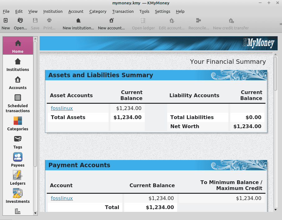 overview and accounts