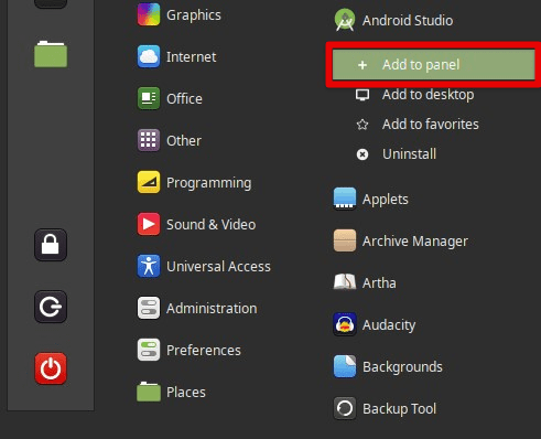 Adding a launcher to panel