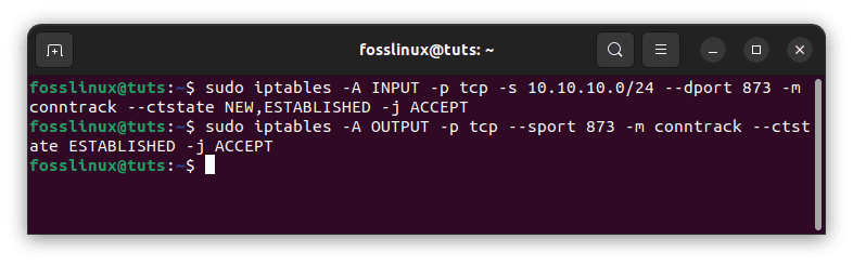 allow rysnc incoming from a subnet