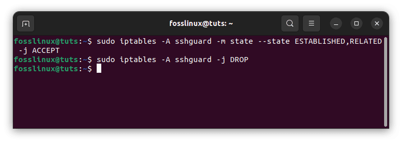 allow packets for existing connections