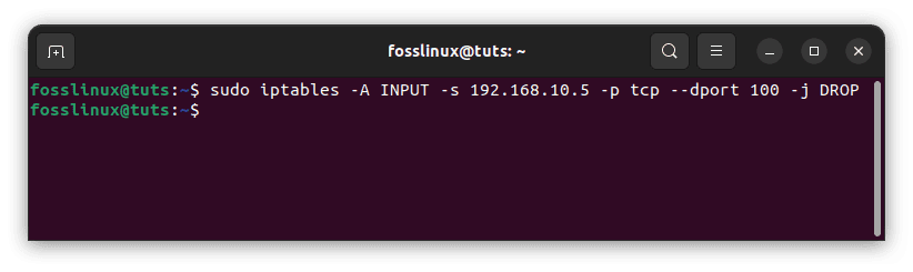 block ip address of a specific port