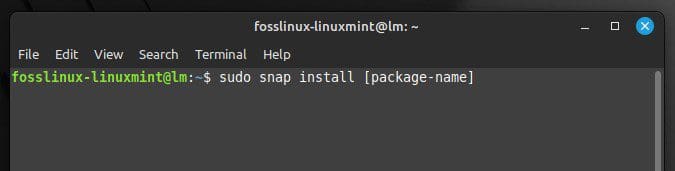 Default command for installing a Snap package