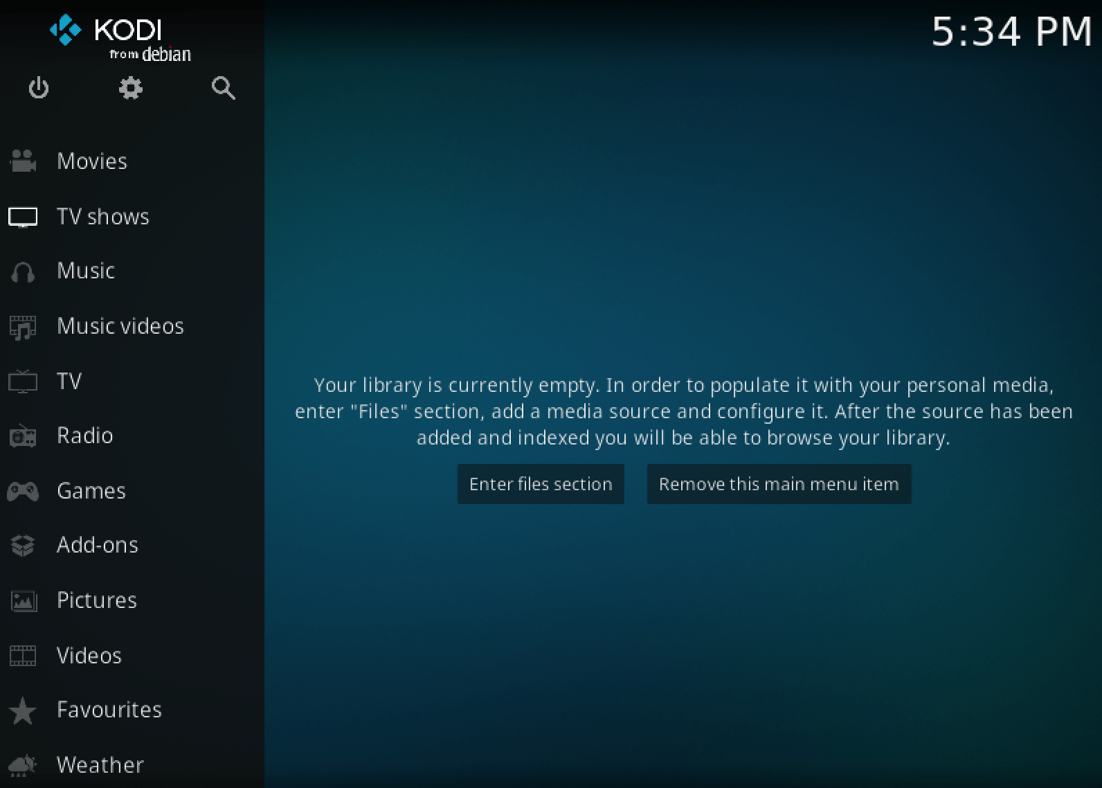 kodi main window