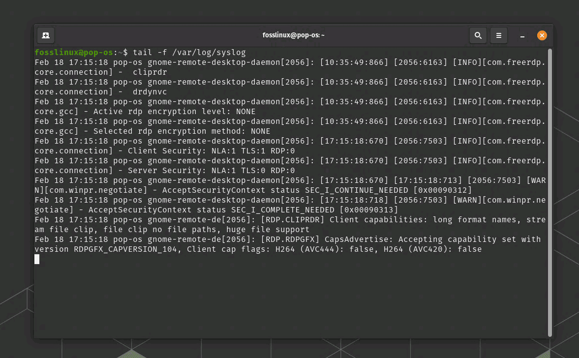 linux log file example