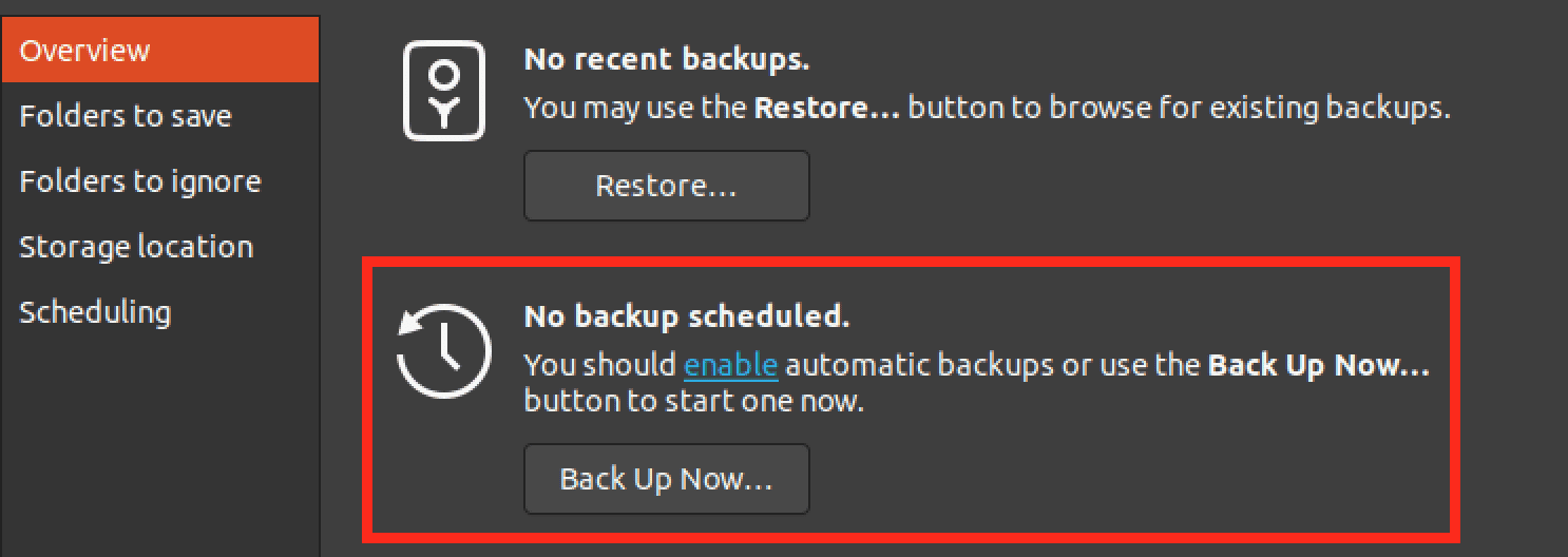 perform a backup